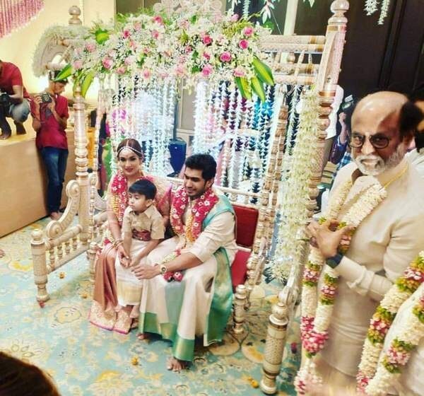 सुपरस्टार रजनीकांतची मुलगी सौदर्याचे दुसरे लग्न मोठ्या थाटामाटात पार पडले. या लग्नात तिचा चार वर्षाचा मुलगाही होता. सुपरस्टार रजनीकांतची मुलगी सौदर्याचे दुसरे लग्न मोठ्या थाटामाटात पार पडले. या लग्नात तिचा चार वर्षाचा मुलगाही होता.
