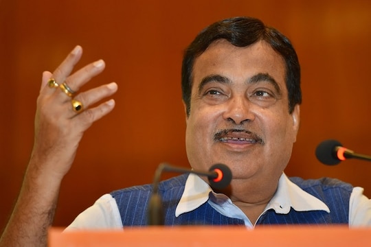 New Delhi: Union Minister for Road Transport, Highways and Shipping Nitin Gadkari gestures at a function on the occasion of  "International Labour Day"  in New Delhi on Tuesday.   PTI Photo by Kamal Kishore(PTI5_1_2018_000042B)