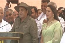 VIDEO : हेमा मालिनींच्या प्रचारासाठी पती धर्मेंद्र मैदानात, ऐकवली भावनिक कविता