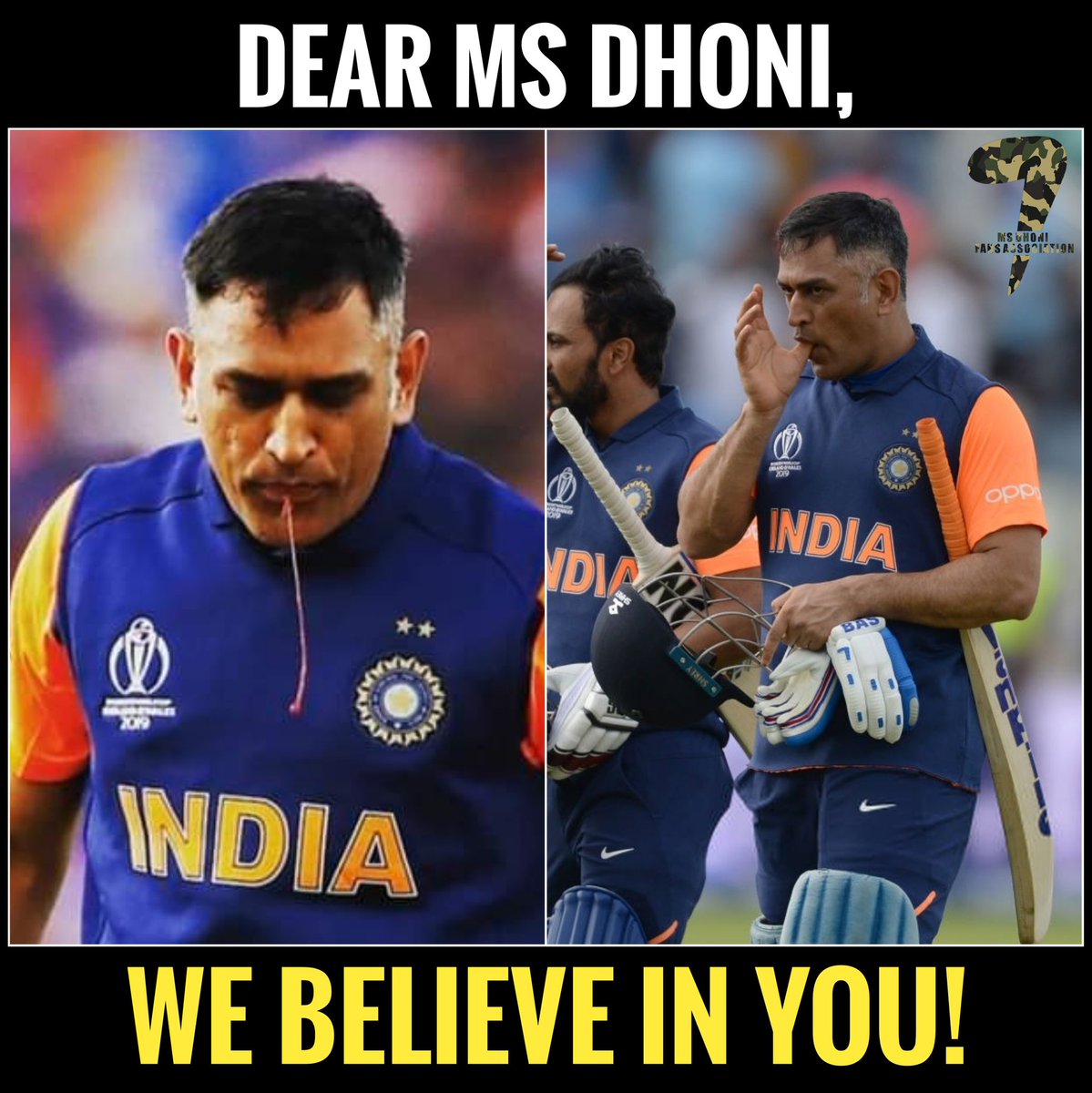 जखमी धोनीचा हाच फोटो सध्या सोशल मीडियावर व्हायरल होत असून चाहतेही गहिवरल्याचं पाहायला मिळत आहे. (फोटो सौजन्य - ट्विटर) जखमी धोनीचा हाच फोटो सध्या सोशल मीडियावर व्हायरल होत असून चाहतेही गहिवरल्याचं पाहायला मिळत आहे. (फोटो सौजन्य - ट्विटर)