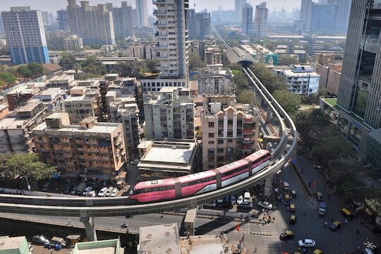 Mumbai: A trial run of Mumbai monorail Phase II project at Currey Road junction. The Phase will be running from Wadala to Jacob Circle corridor, in Mumbai, Saturday, March 2, 2019. (PTI Photo) (PTI3_2_2019_000174B)
