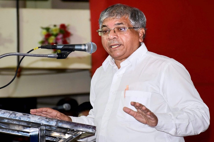 Madurai: Prakash Ambedkar, the grandson of B R Ambedkar gives the inaugural speech during the second national conference of Dalit Shoshan Mukti Manch in Madurai on Saturday. PTI Photo(PTI11_4_2017_000171B)