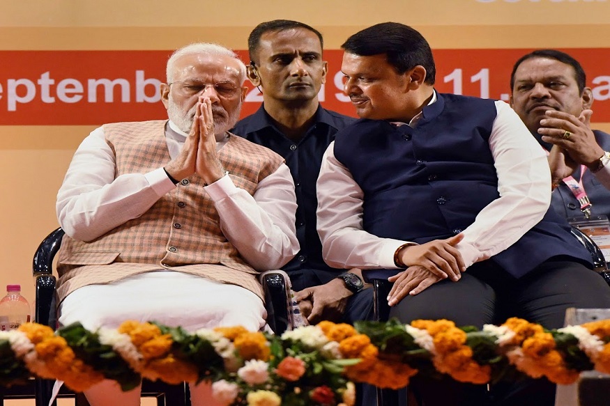Mumbai: Prime Minister Narendra Modi and Maharashtra Chief Minister Devendra Fadnavis during the inauguration of stone-laying ceremony of various metro lines and inauguration of metro coaches, in Mumbai, Saturday, Sept 7, 2019. (PTI Photo/Shirish Shete) (PTI9_7_2019_000097B)