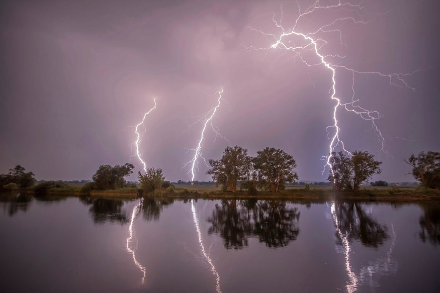 Premnitz: In this May 27, 2018 photo thunderbolts are reflected near Premnitz, eastern Germany. AP/PTI(AP5_28_2018_000045B)