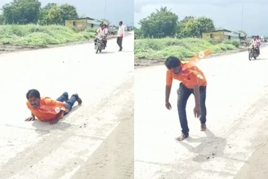 नवलच...नेता आमदार होण्याचा नवस पूर्ण, कार्यकर्त्याने घातला 18 किलोमीटर दंडवत!