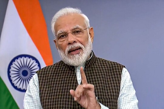 New Delhi: Prime Minister Narendra Modi addresses the nation after the Supreme Court earlier in the day delivered the Ayodhya verdict, in New Delhi, Saturday, Nov. 9, 2019. (Twitter/PTI Photo) (PTI11_9_2019_000292B)