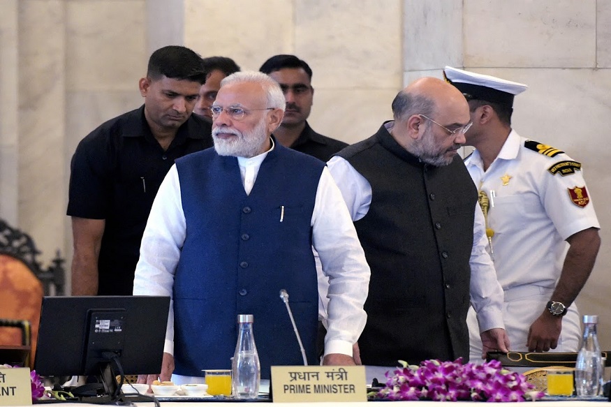 New Delhi: Prime Minister Narendra Modi and Home Minister Amit Shah during the '50th Conference of Governors and Lt Governors', at Rashtrapati Bhavan in New Delhi, Saturday, Nov. 23, 2019. (PTI Photo/Vijay Verma) (PTI11_23_2019_000035B)