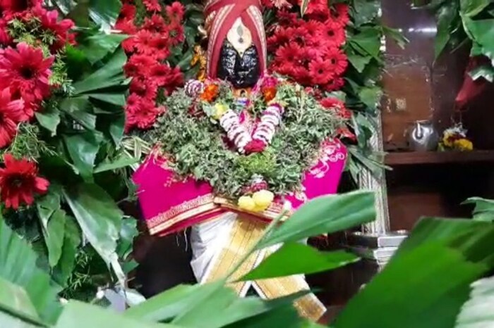 विठ्ठल रुक्मिणी मंदिर समितीच्यावतीने मोक्षदा एकादशीच्या निमीत्त विठ्ठल व रुक्मिणीमातेच्या गाभाऱ्यात सुंदर अशी जलबीराच्या फुलांची सजावट करण्यात आली आहे.