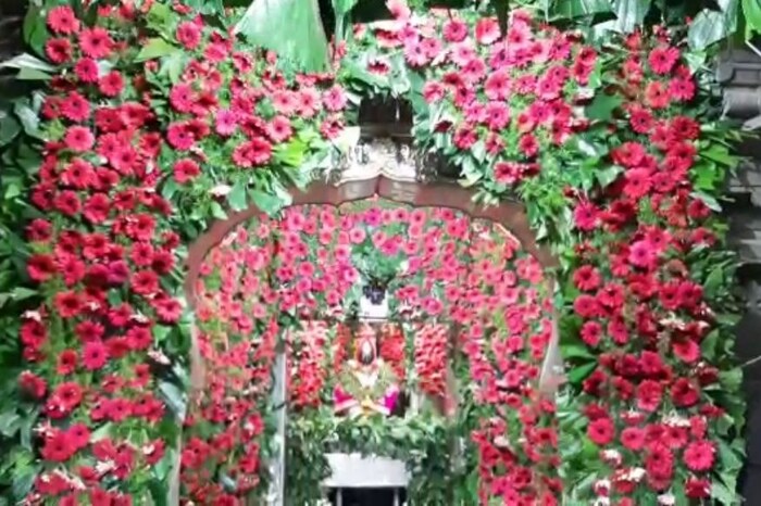 मार्गशिर्ष मास म्हणजे पुरोषत्म मासातील एकादशी (मोक्षदा एकादशी) औचित्य साधून विठ्ठल रुक्मिणी मंदिर समितीने मंदिरात रंगबेरंगी जरबेरा फुलांची सजावट केली.