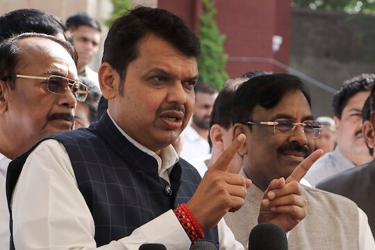 Nagpur: Former Maharashtra chief minister Devendra Fadnavis addresses a press conference during the fourth day of the winter session of Maharashtra State Assembly at Vidhan Bhawan, in Nagpur, Thursday, Dec. 19, 2019. (PTI Photo)
(PTI12_19_2019_000157B)