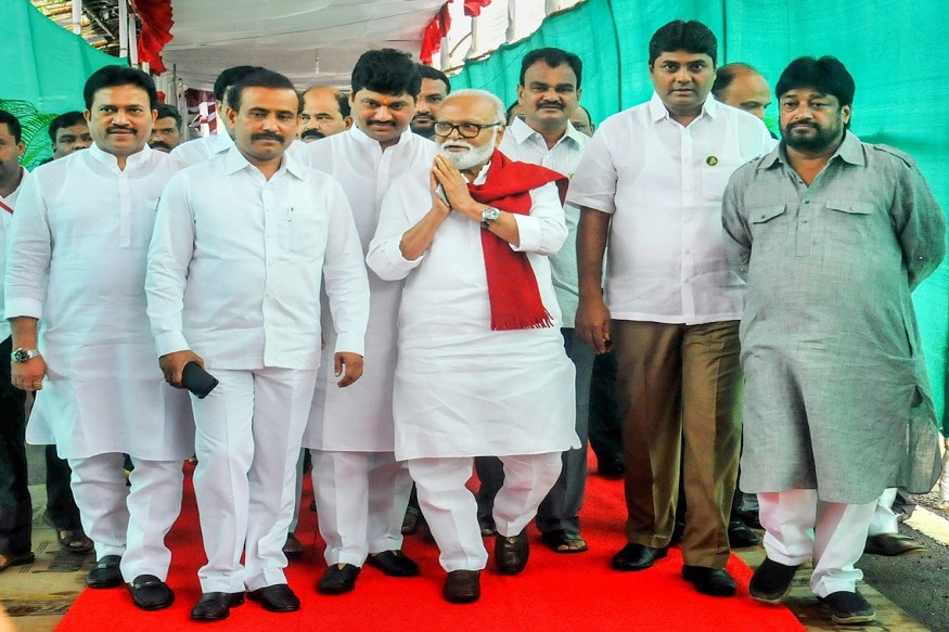 Nagpur: NCP leader and MLA Chagan Bhujbal arrives at Vidhan Bhawan during the fourth day of the Monsoon session of the state Assembly, in Nagpur on Monday, July 9, 2018. (PTI Photo) (PTI7_9_2018_000067B)
