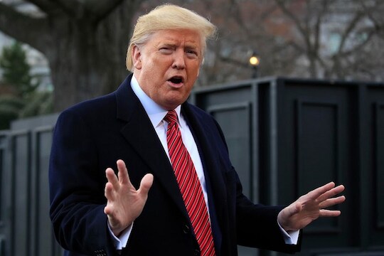 Washington: President Donald Trump talks to the media as he leaves the White House, Friday, Feb. 28, 2020 in Washington, on his way for a short stop at Andrews Air Force Base to board Air Force One for a campaign rally in North Charleston, S.C., for a campaign rally.AP/PTI(AP2_29_2020_000017B)