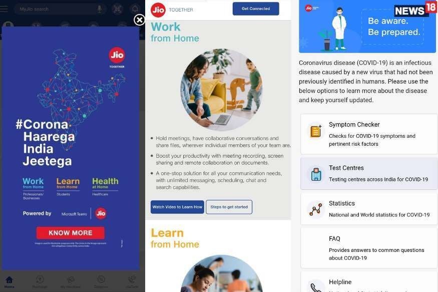 आता घरच्या घरी कळतील कोरोनाची लक्षणं, रिलायन्सने आणले MyJio Coronavirus Tool