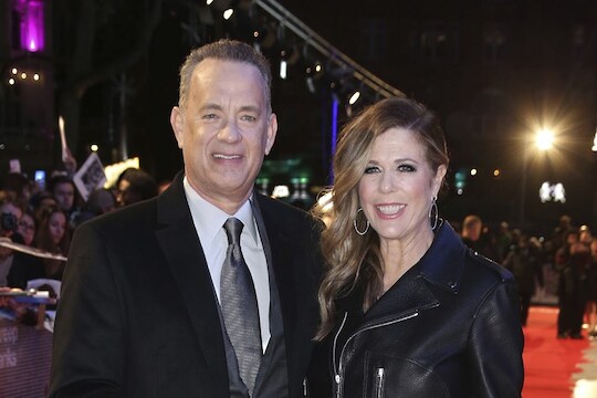 Actor Tom Hanks, left, and his wife Rita Wilson pose for photographers upon arrival at the premiere of the film 'The Post ' in London, Wednesday, Jan. 10th, 2018. (Photo by Joel C Ryan/Invision/AP)