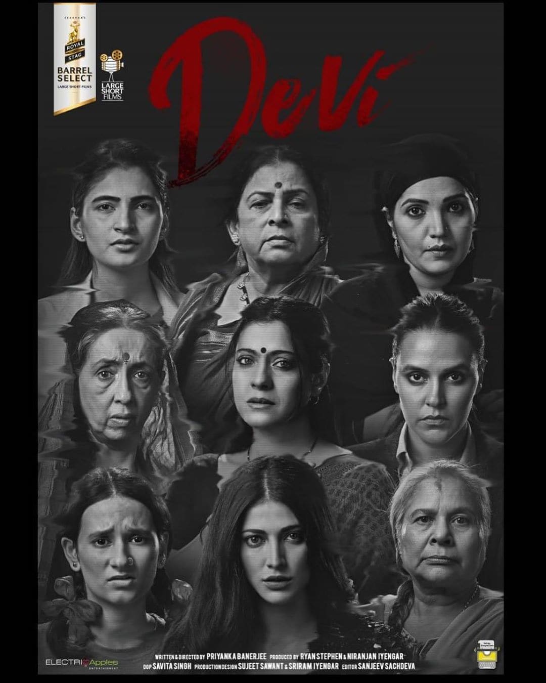 काजोल,मुक्ता बर्वे, श्रुती हसन, नेहा धुपिया आणि इतर 9 अभिनेत्रींच्या भूमिका असलेली देवी ही शॉर्ट फिल्म अशा 9 स्त्रियांची कथा आहे. ज्या वेगवेगळ्या परिस्थितीतून आल्या आहेत मात्र त्यांची समस्या एकच आहे. काजोल,मुक्ता बर्वे, श्रुती हसन, नेहा धुपिया आणि इतर 9 अभिनेत्रींच्या भूमिका असलेली देवी ही शॉर्ट फिल्म अशा 9 स्त्रियांची कथा आहे. ज्या वेगवेगळ्या परिस्थितीतून आल्या आहेत मात्र त्यांची समस्या एकच आहे.