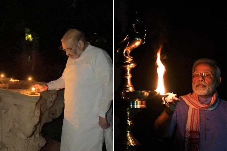 कोरोनाविरोधात लढ्यासाठी पंतप्रधान नरेंद्र मोदींसह केंद्रीय गृहमंत्र अमित शहा यांनीही रात्री 9 वाजता दिवे पेटवले. कोरोनाविरोधात लढ्यासाठी पंतप्रधान नरेंद्र मोदींसह केंद्रीय गृहमंत्र अमित शहा यांनीही रात्री 9 वाजता दिवे पेटवले.
