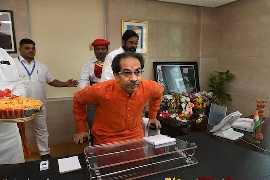 Mumbai: Maharashtra Chief Minister Uddhav Thackeray formally takes charge of his office, in Mumbai, Friday, Nov. 29, 2019. (Twitter/PTI Photo) (PTI11_29_2019_000181B)