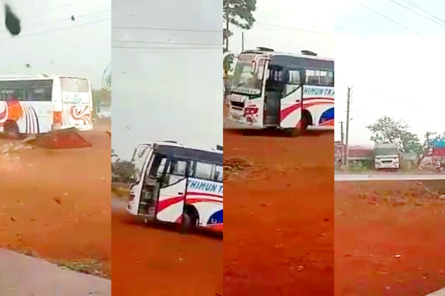 बापरे! वाऱ्यामुळे रस्त्यावर पार्क केलेली बस मागे-मागे सरकली, तुम्हीच पाहा VIDEO