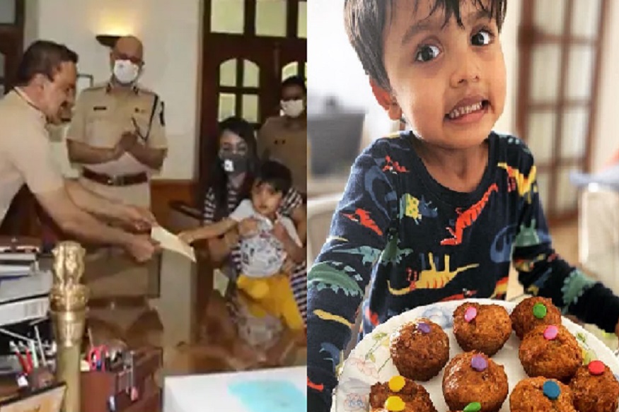 चिमुकल्याचं मोठं दातृत्व, 3 वर्षीय मुलाने कपकेक विकून कमावलेले 50 हजार दिले मुंबई पोलिसांना