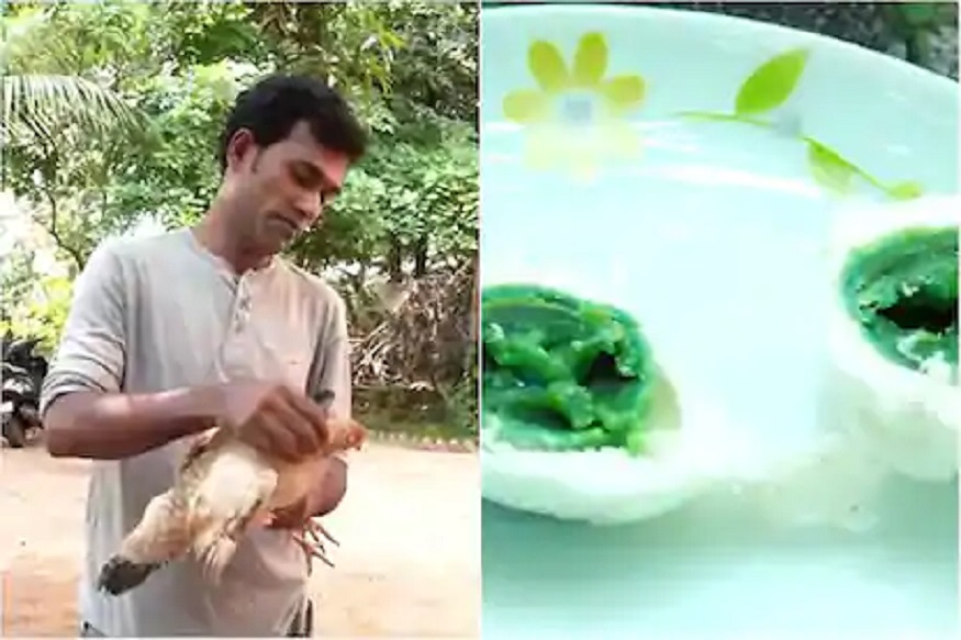 बाहेरून पांढरं, आतून हिरवं...कोंबड्यांनी चक्क दिली हिरवी अंडी; तुम्ही कधी पाहिलीत का?