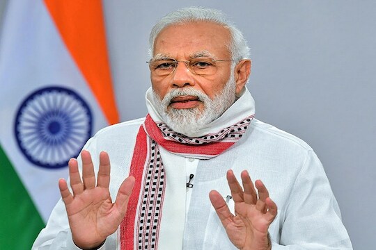 New Delhi: Prime Minister Narendra Modi addresses the nation on COVID-19 via a video link, in New Delhi, Tuesday, April 14, 2020. PM Modi announced extension of the ongoing lockdown till May 3.(PIB/PTI Photo)(PTI14-04-2020_000210B)