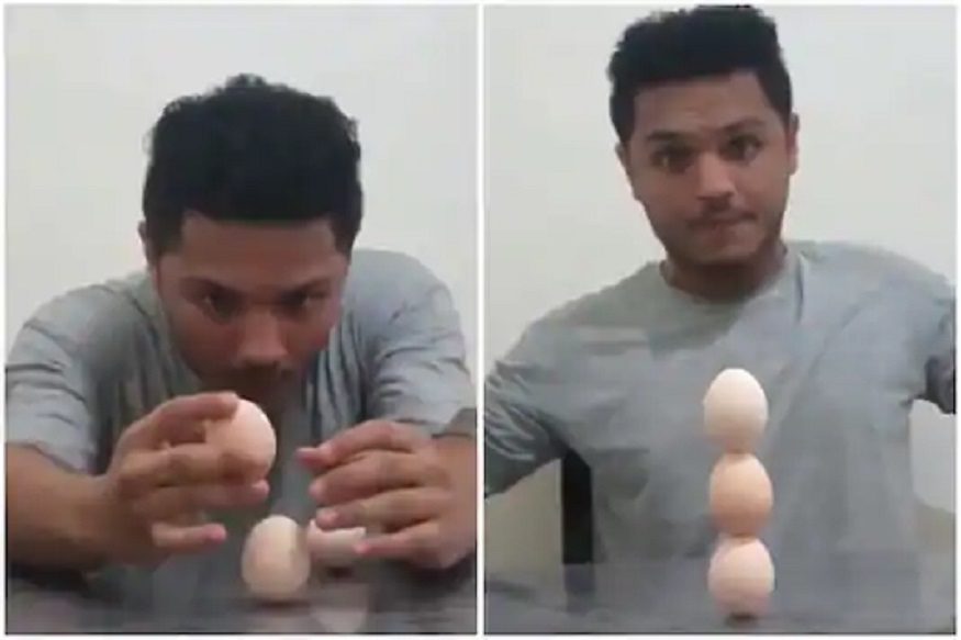 OMG! अंड्यावर अंडी; तरुणाने ही कमाल केली तरी कशी पाहा VIDEO