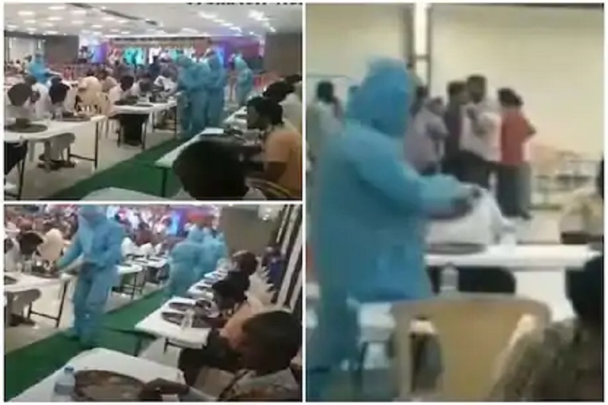 PPE सूट घालून पाहुण्यांना वाढलं जेवण, अनोख्या लग्न सोहळ्याचा VIDEO VIRAL