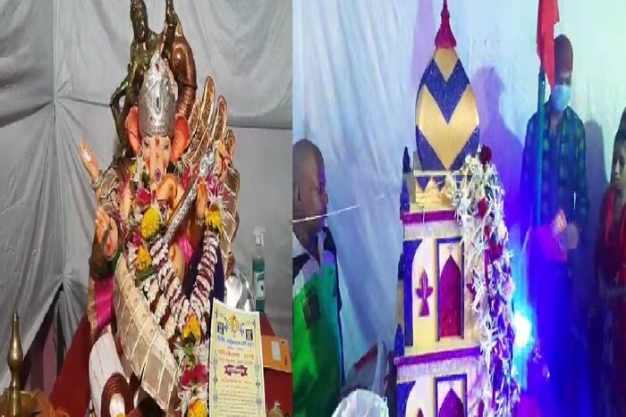 संवेदनशील समजल्या जाणाऱ्या भिवंडी शहरात आजही हनुमान टेकडी परिसरात गणपती आणि मोहोरमच्या ताझिया एकाच मंडपात विराजमान झाले आहेत.