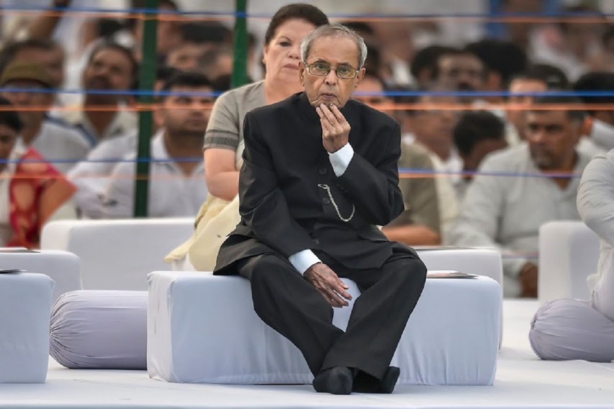 New Delhi: Former president Pranab Mukherjee after paying tribute to former prime minister Rajiv Gandhi on his 28th death anniversary, at his memorial 'Veer Bhumi' in New Delhi, Tuesday, May 21, 2019. (PTI Photo/Ravi Choudhary)(PTI5_21_2019_000046B)