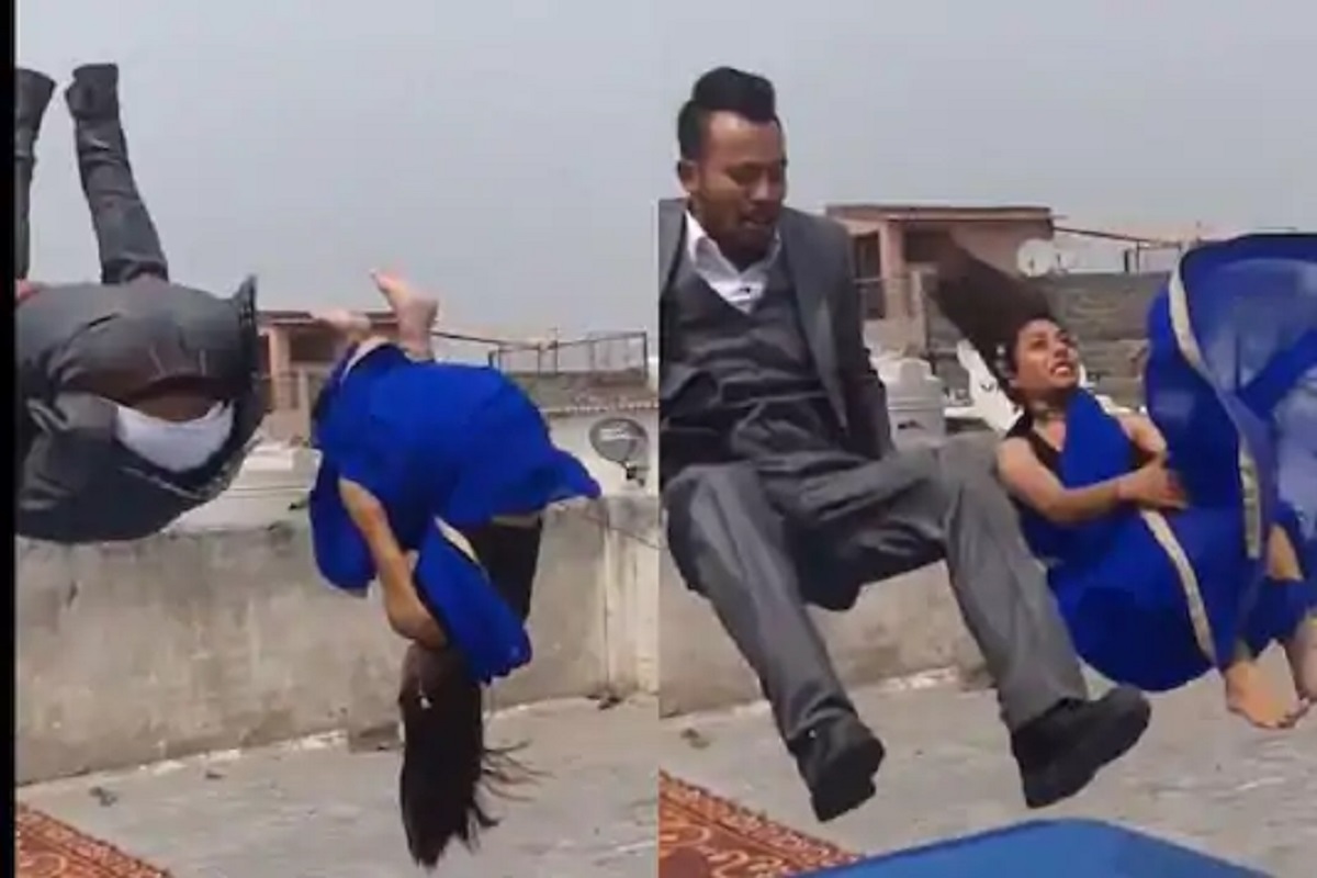 एक नंबर! साडीवरच महिलेने मारला FLIP ; स्टंटच्या VIDEO ने सोशल मीडियावर आग लावली