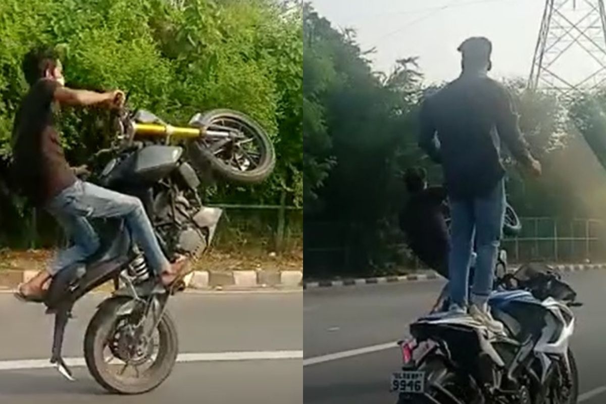 आई शप्पथ! यांना तर कोरोना आणि जीवाची भीतीच नाही, भररस्तत्यात सुरू आहे स्टंटचा थरार पाहा VIDEO