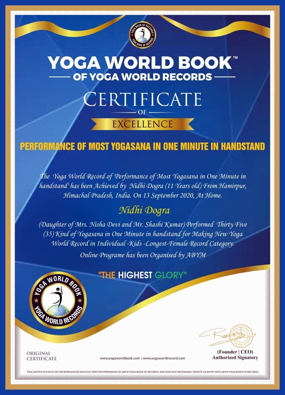 निधीची आई निशा देवी यांनी, निधीने तिसऱ्यांदा केलेल्या वर्ल्ड रेकॉर्डमुळे अतिशय आनंदी असल्याचं सांगितलं. तसंच कोरोनामुळे शाळा बंद आहेत, मुलं शाळेत जात नसल्याने त्यांना इतर काही ऍक्टिव्हिटी, उपक्रम दिले पाहिजेत, जेणेकरून मुलांच्या इच्छेनुसार त्यांना खेळण्याची संधी मिळू शकेल, असं त्या म्हणाल्या. निधीची आई निशा देवी यांनी, निधीने तिसऱ्यांदा केलेल्या वर्ल्ड रेकॉर्डमुळे अतिशय आनंदी असल्याचं सांगितलं. तसंच कोरोनामुळे शाळा बंद आहेत, मुलं शाळेत जात नसल्याने त्यांना इतर काही ऍक्टिव्हिटी, उपक्रम दिले पाहिजेत, जेणेकरून मुलांच्या इच्छेनुसार त्यांना खेळण्याची संधी मिळू शकेल, असं त्या म्हणाल्या.
