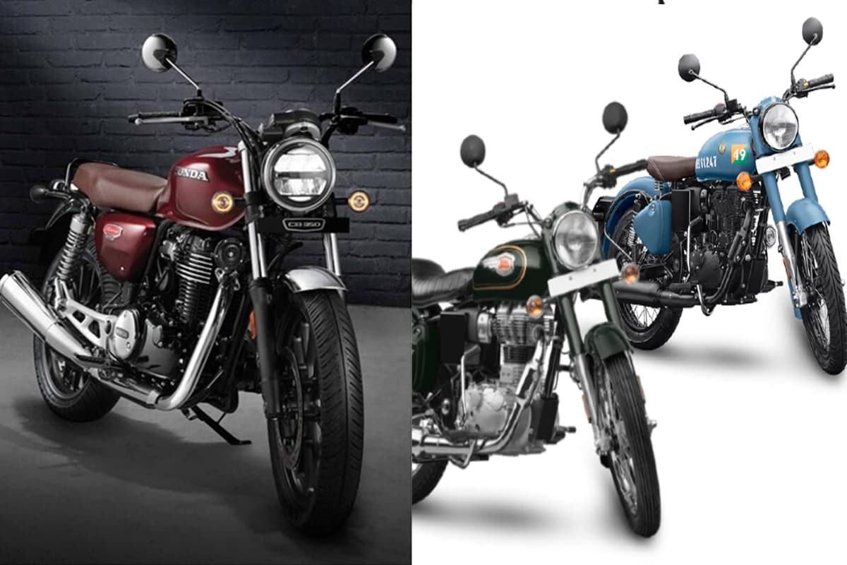 भारतातील दिग्गज बाइक निर्माता कंपनी होंडा मोटर्स (Honda Motors) ने रॉयल एनफील्डला टक्कर देण्यासाठी दंड थोपाटले आहे. होंडाने आपली क्लासिक क्रुझर H’Ness CB 350 बाइक लाँच केली आहे. ही बाइक थेट रॉयल एनफील्डच्या क्लासिक 350 मॉडेलला टक्कर देईल. भारतातील दिग्गज बाइक निर्माता कंपनी होंडा मोटर्स (Honda Motors) ने रॉयल एनफील्डला टक्कर देण्यासाठी दंड थोपाटले आहे. होंडाने आपली क्लासिक क्रुझर H’Ness CB 350 बाइक लाँच केली आहे. ही बाइक थेट रॉयल एनफील्डच्या क्लासिक 350 मॉडेलला टक्कर देईल.