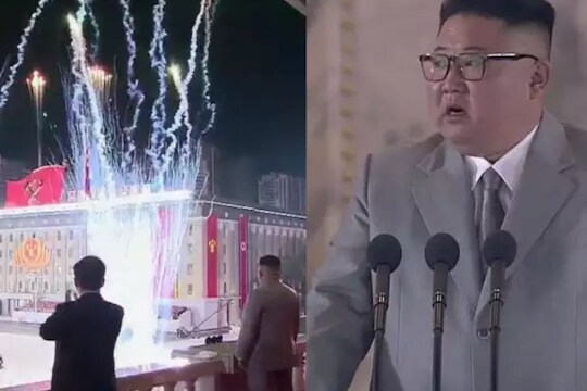 हुकूमशाह किम जोंग कोरोनालाही घाबरेना; सैन्यदलाच्या भव्य कार्यक्रमामध्ये मास्कशिवाय शक्तीप्रदर्शन