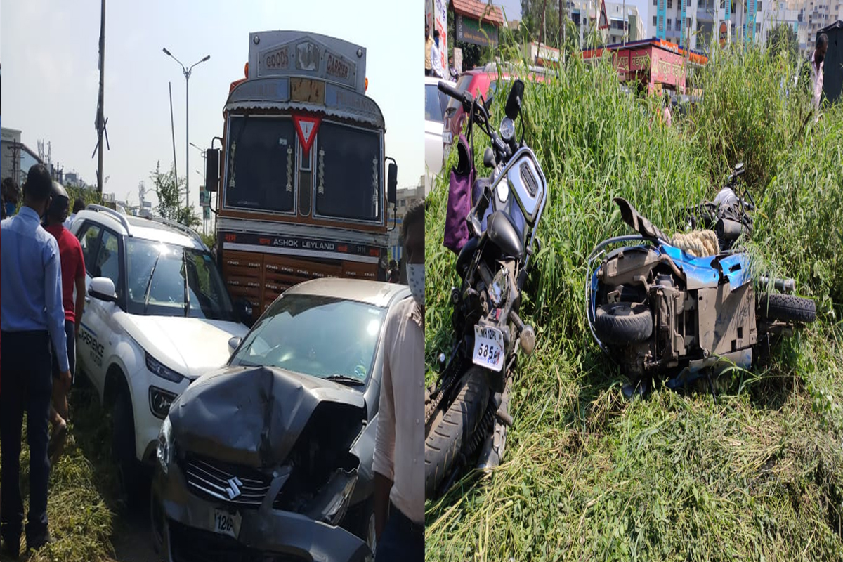 पुणे हादरलं, नवले पुलाजवळ विचित्र अपघाताचा पहिला VIDEO