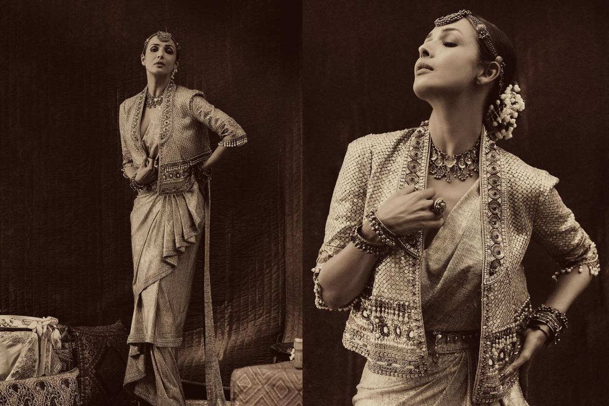 अभिनेत्री मलायका अरोराचे (Malaika Arora) अनेक बोल्ड फोटो आपण या आधी पाहिले असतील पण आता तिने पारंपरिक कपड्यांमध्ये फोटोशूट केलं आहे. यात मलायकाने नेसलेली साडी अत्यंत स्टायलिश दिसत आहे. तिचे हे फोटो सध्या सोशल मीडियावर चांगलेच व्हायरल होत आहेत. अभिनेत्री मलायका अरोराचे (Malaika Arora) अनेक बोल्ड फोटो आपण या आधी पाहिले असतील पण आता तिने पारंपरिक कपड्यांमध्ये फोटोशूट केलं आहे. यात मलायकाने नेसलेली साडी अत्यंत स्टायलिश दिसत आहे. तिचे हे फोटो सध्या सोशल मीडियावर चांगलेच व्हायरल होत आहेत.