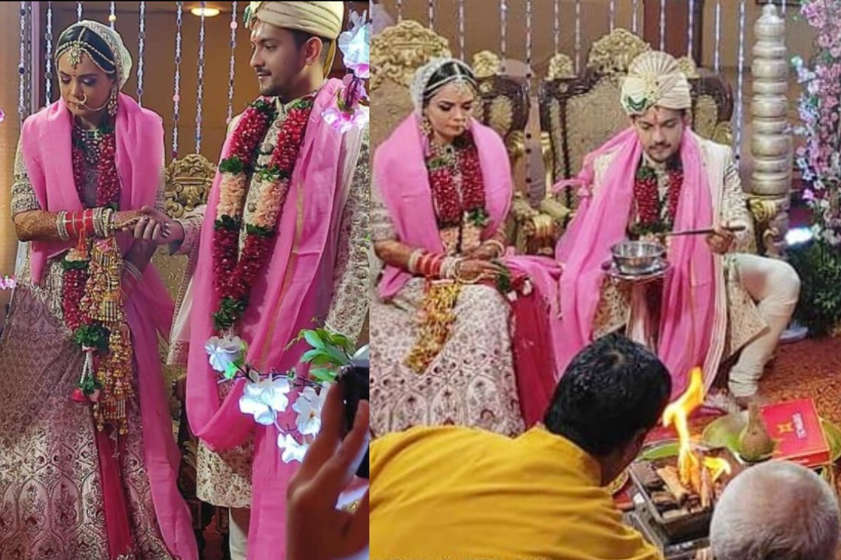 यावेळी आदित्यने क्रीम रंगाची शेरवानी तर श्वेताने सफेद-गुलाबी रंगाचा लेहंगा परिधान केला आहे. या ट्रेडिशनल लुकमध्ये दोघांचा जोडा खुलून दिसत आहे. (फोटो सौजन्य-@adiholic_till_last_breath/Instagram) यावेळी आदित्यने क्रीम रंगाची शेरवानी तर श्वेताने सफेद-गुलाबी रंगाचा लेहंगा परिधान केला आहे. या ट्रेडिशनल लुकमध्ये दोघांचा जोडा खुलून दिसत आहे. (फोटो सौजन्य-@adiholic_till_last_breath/Instagram)