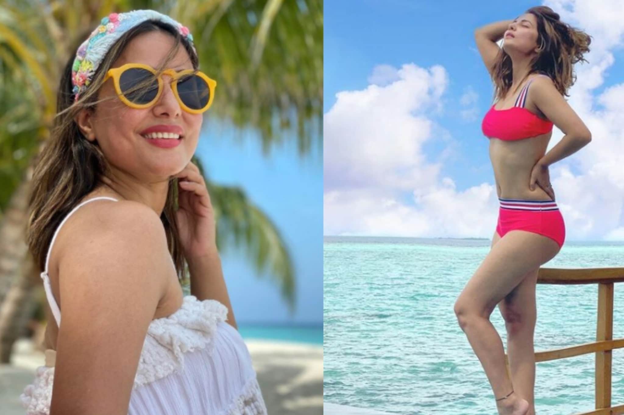 अभिनेत्री हिना खानचा रेड Bikini मधील हॉट लुक, Bold फोटोशूट सोशल मीडियावर हिट