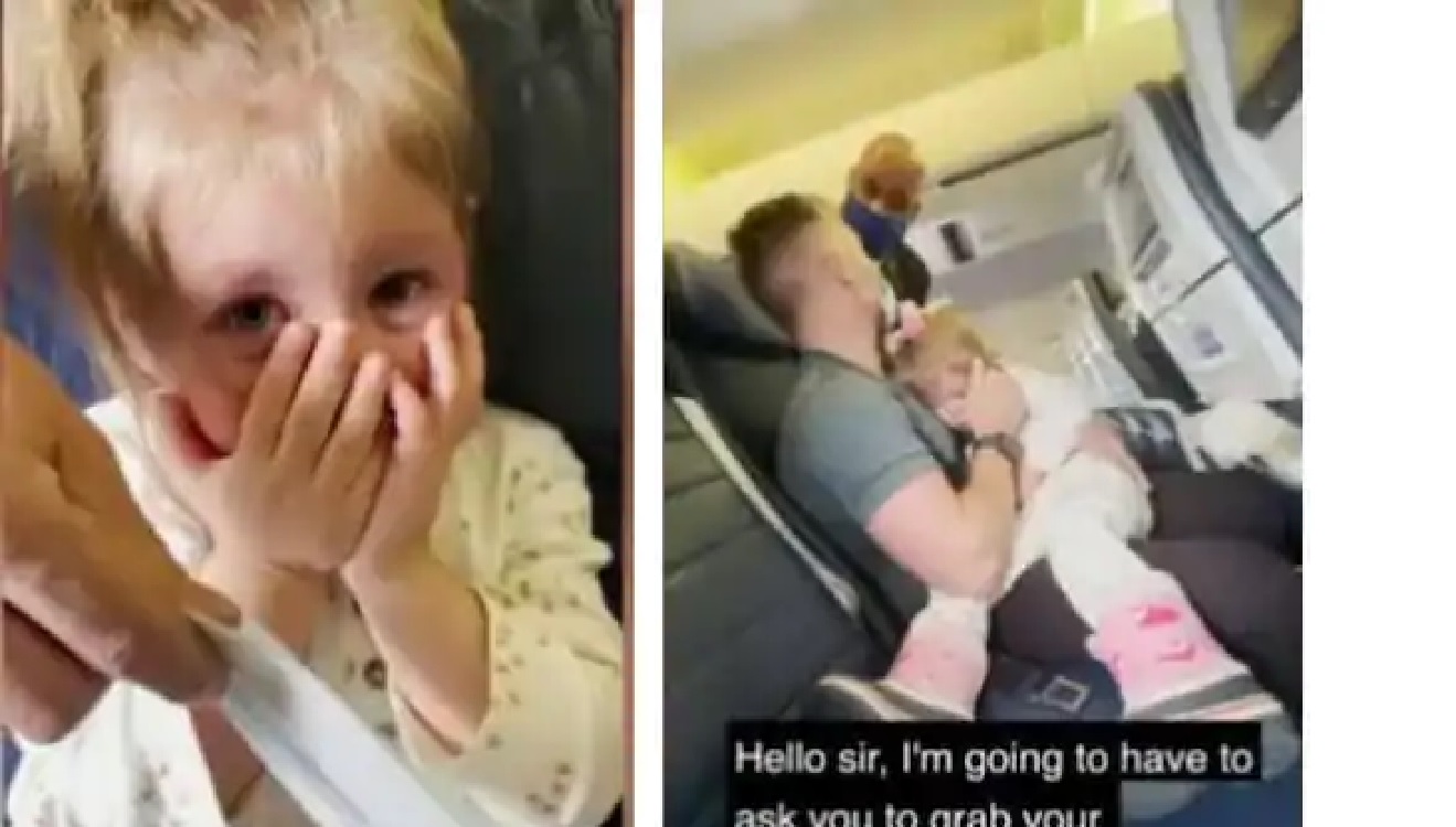 VIDEO दोन वर्षांच्या मुलीनं मास्क घातला नाही, म्हणून कुटुंबाला विमानाच्या बाहेर काढलं!