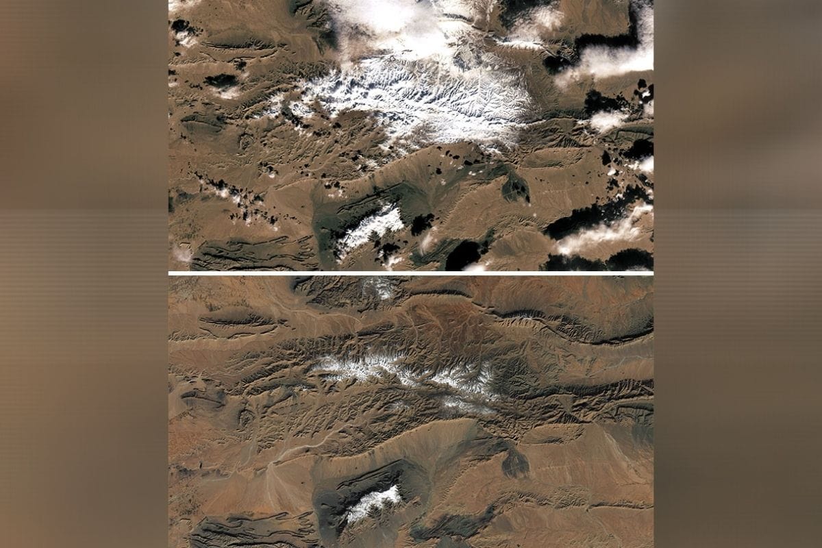 सहारा वाळवंटात हिमवर्षाव- सहारा वाळवंटात बर्फ पडण्याची कल्पना देखील कुणी करू शकत नाही. पण बदलत्या तापमानामुळे 2016 ला या ठिकाणी मोठ्या प्रमाणात बर्फवृष्टी झाली होती. नासाच्या या फोटोत आपल्याला बर्फवृष्टी झाल्यानंतर आणि बर्फ वितळल्यानंतरची स्थिती दिसून येत आहे. भयंकर तापमान असून देखील या ठिकाणी झालेली बर्फवृष्टी दीर्घकाळ याठिकाणी होती.(फोटो: boredpanda.com) सहारा वाळवंटात हिमवर्षाव- सहारा वाळवंटात बर्फ पडण्याची कल्पना देखील कुणी करू शकत नाही. पण बदलत्या तापमानामुळे 2016 ला या ठिकाणी मोठ्या प्रमाणात बर्फवृष्टी झाली होती. नासाच्या या फोटोत आपल्याला बर्फवृष्टी झाल्यानंतर आणि बर्फ वितळल्यानंतरची स्थिती दिसून येत आहे. भयंकर तापमान असून देखील या ठिकाणी झालेली बर्फवृष्टी दीर्घकाळ याठिकाणी होती.(फोटो: boredpanda.com)