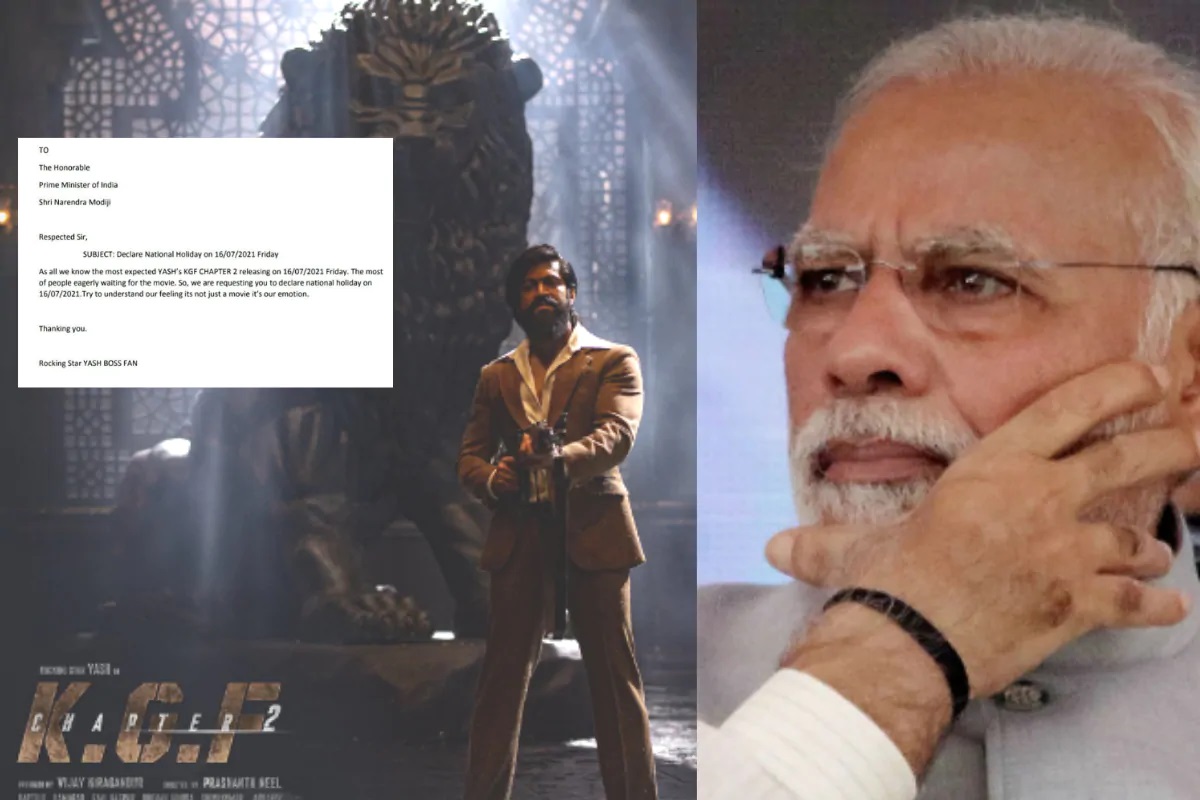 'KGF: Chapter 2 च्या प्रदर्शनाच्या दिवशी राष्ट्रीय सुट्टी जाहीर करा', चाहत्याची पंतप्रधानांकडे मागणी