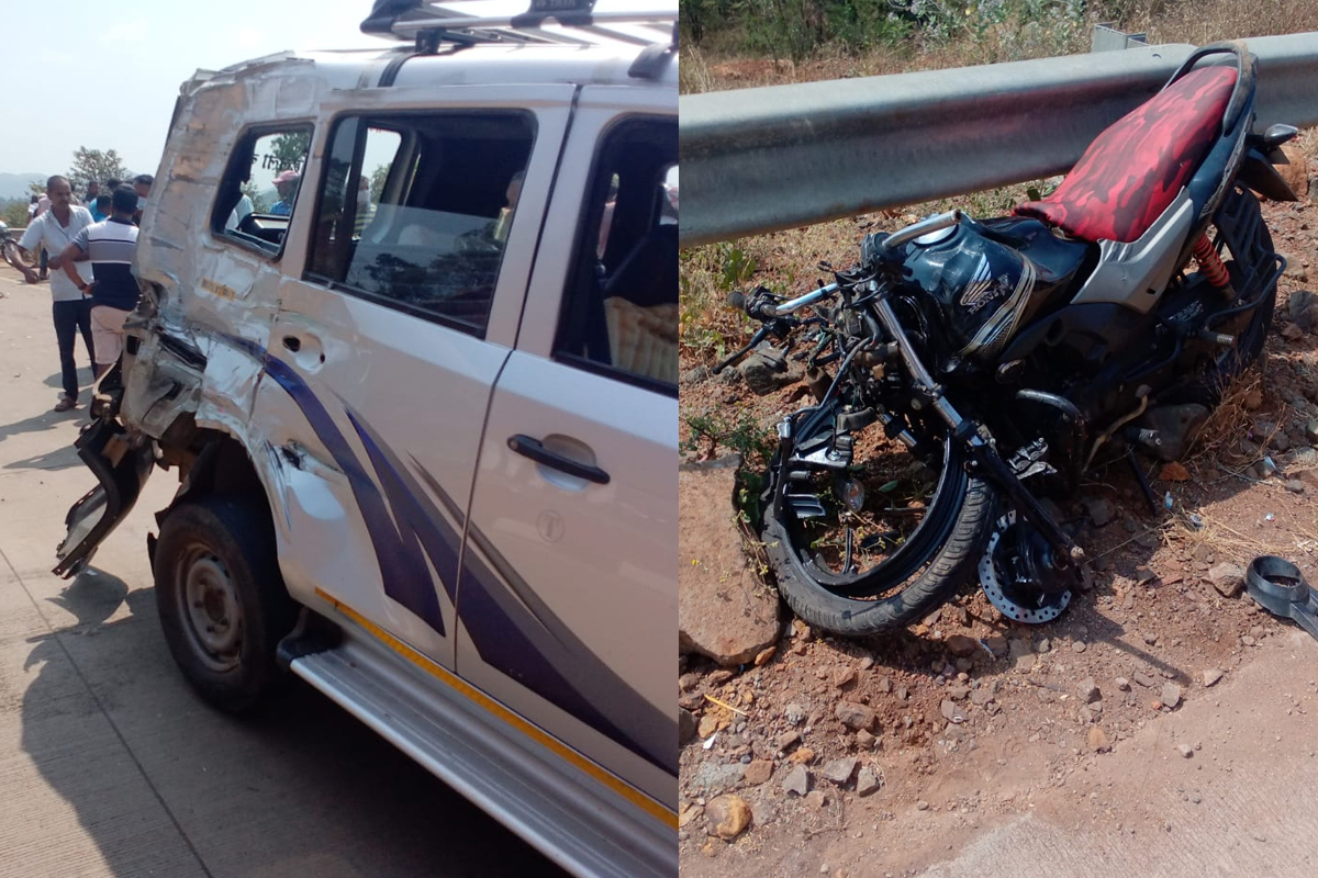 ट्रकला ओव्हरटेक करण्याच्या नादात भरधाव दुचाकी कारला धडकली, एकाचा जागीच मृत्यू