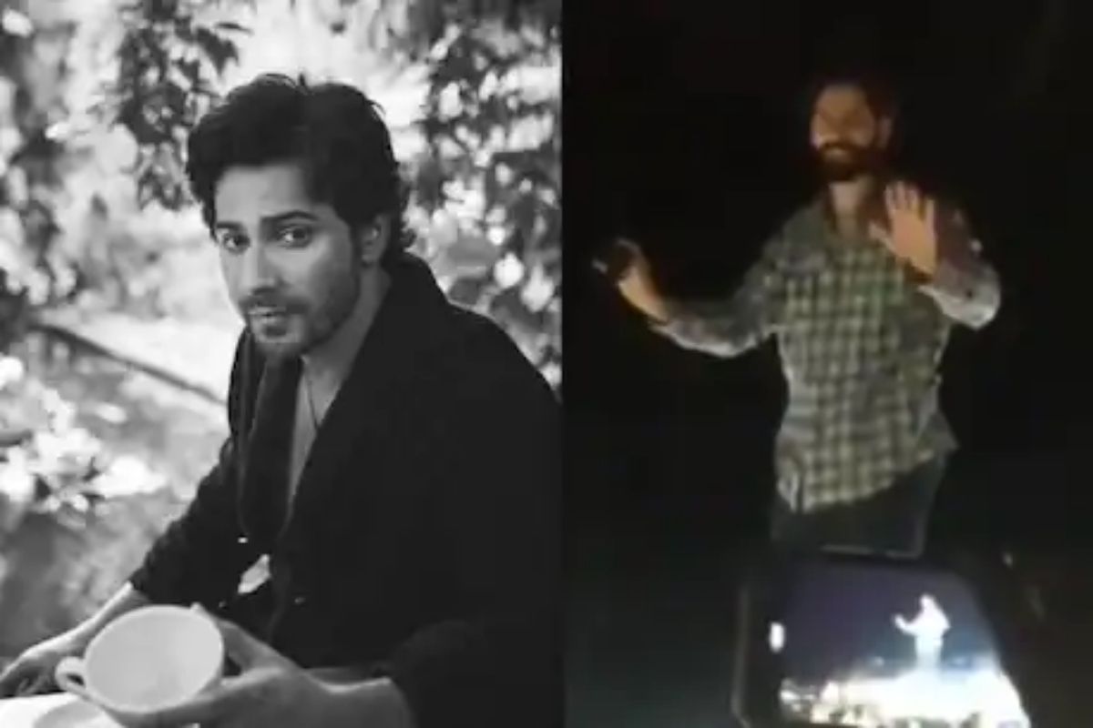 VIDEO: चित्रपटाच्या सेटवरची गर्दी पाहून घाबरला वरुण; गाडीवर चढून चाहत्यांसमोर जोडले हात