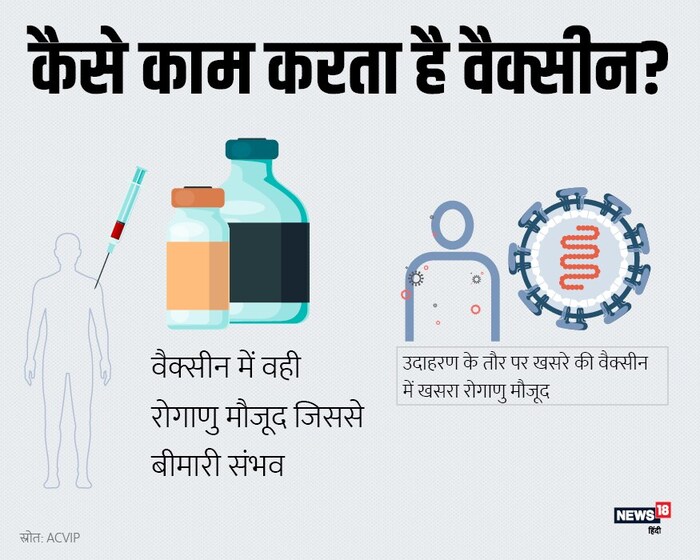 जगभरात व्हॅक्सीन 3 प्रकारे दिलं जातं. इंजेक्शन, तोंडातून काही ड्रॉप दिले जातात किंवा त्वचेवर छोटी जखम करुन. लसीकरणानंतर शरीर किटाणूंशी लढणारे जीवाणू तयार करायला सुरु करतं.