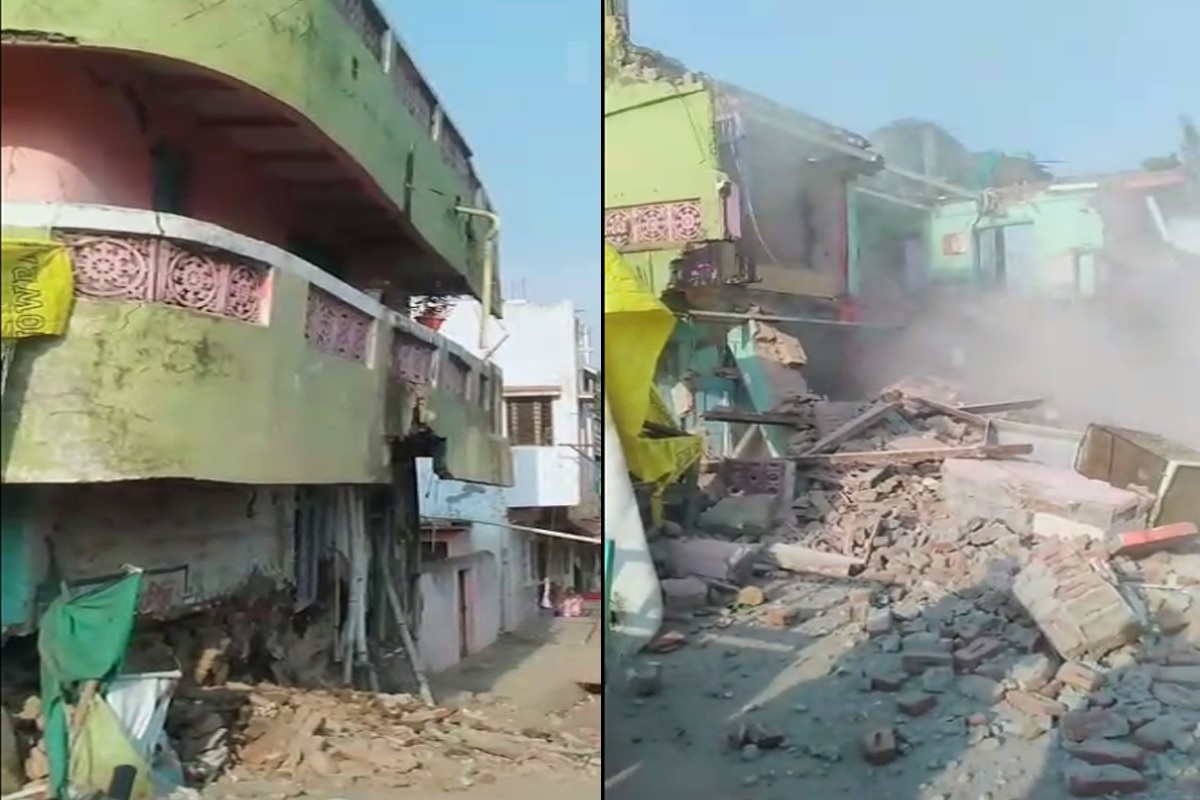 Amravati Building Collapse: अवघ्या काही क्षणात दोन मजली इमारत पत्त्यासारखी कोसळली, पाहा VIDEO