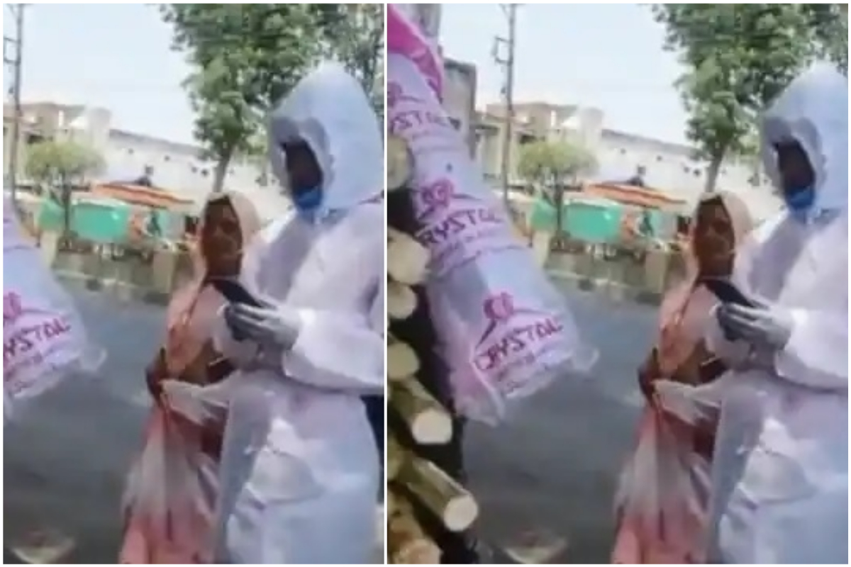 Shocking! उसाचा रस पिण्यासाठी PPE किट घातलेल्या कर्मचाऱ्याने भर रस्त्यात थांबवली कोरोना रुग्णाला घेऊन जाणारी Ambulance