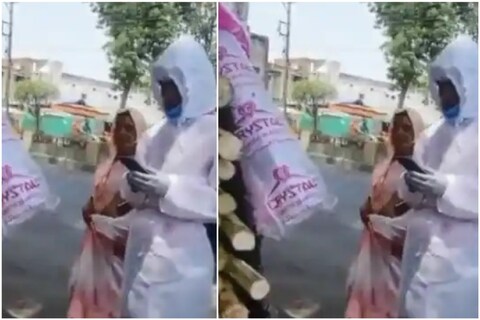 Covid19 Patient ambulance stops at juice center: उसाचा रस पिण्यासाठी आरोग्य कर्मचाऱ्याने चक्क कोरोना बाधित रुग्ण असलेली रुग्णवाहिकाच रस्त्याच्या शेजारी थांबवली. ही घटना मोबाइल कॅमेऱ्यात कैद झाली असून व्हिडीओ व्हायरल होत आहे.