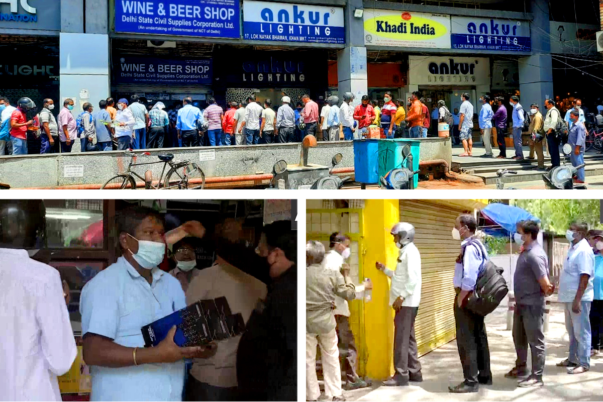 इंजेक्शन नाही...अल्कोहोलनं होईल फायदा, महिलेचा अजब तर्क; दिल्लीत दारुच्या दुकानांसमोर लांबच लांब रांगा