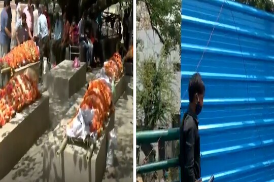 मृतदेहांचा व्हिडिओ व्हायरल झाल्यानंतर पत्रे लावून झाकले लखनऊचे 'वैकुंठ धाम'