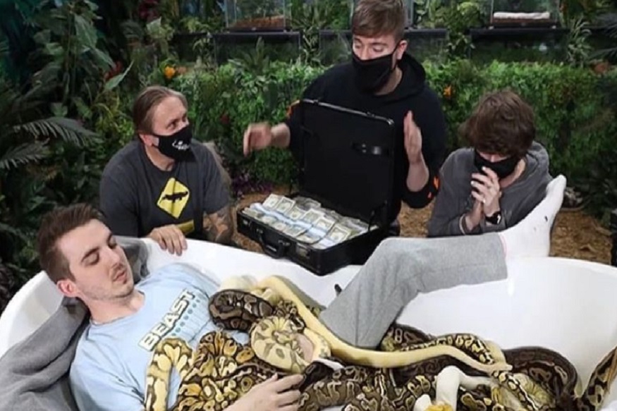 पैशांसाठी विषारी सापांनी भरलेल्या टबमध्ये बसला; पुढे असं काही घडलं की VIDEO पाहून येईल अंगावर काटा